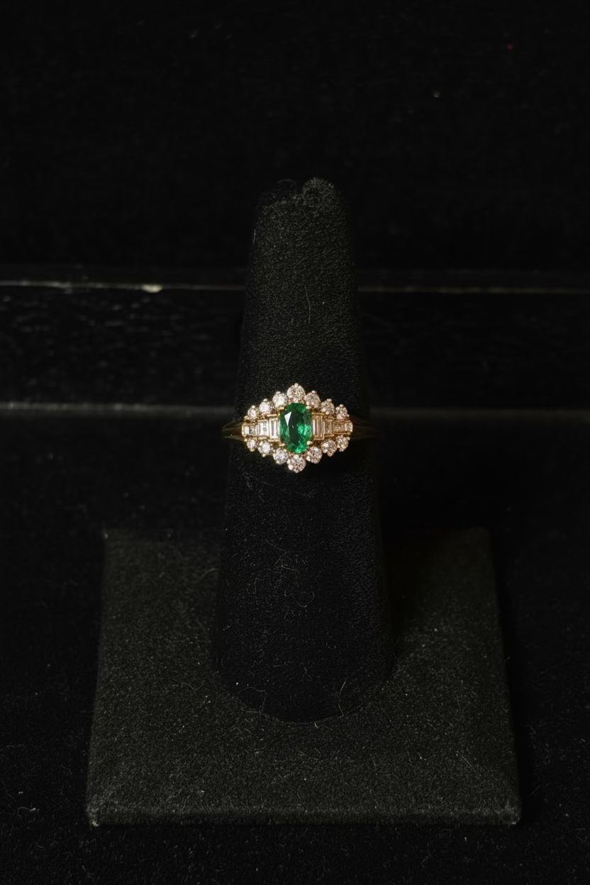 Emerald & Diamond Cluster Ring