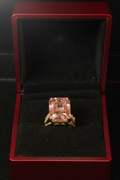Emerald-Cut Pink Kunzite Statement Ring