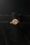 Peach Morganite Halo Cluster Ring