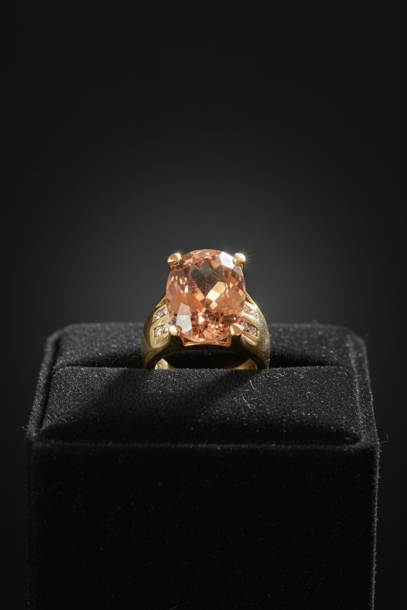 Peach Morganite Ring with Accent Stones