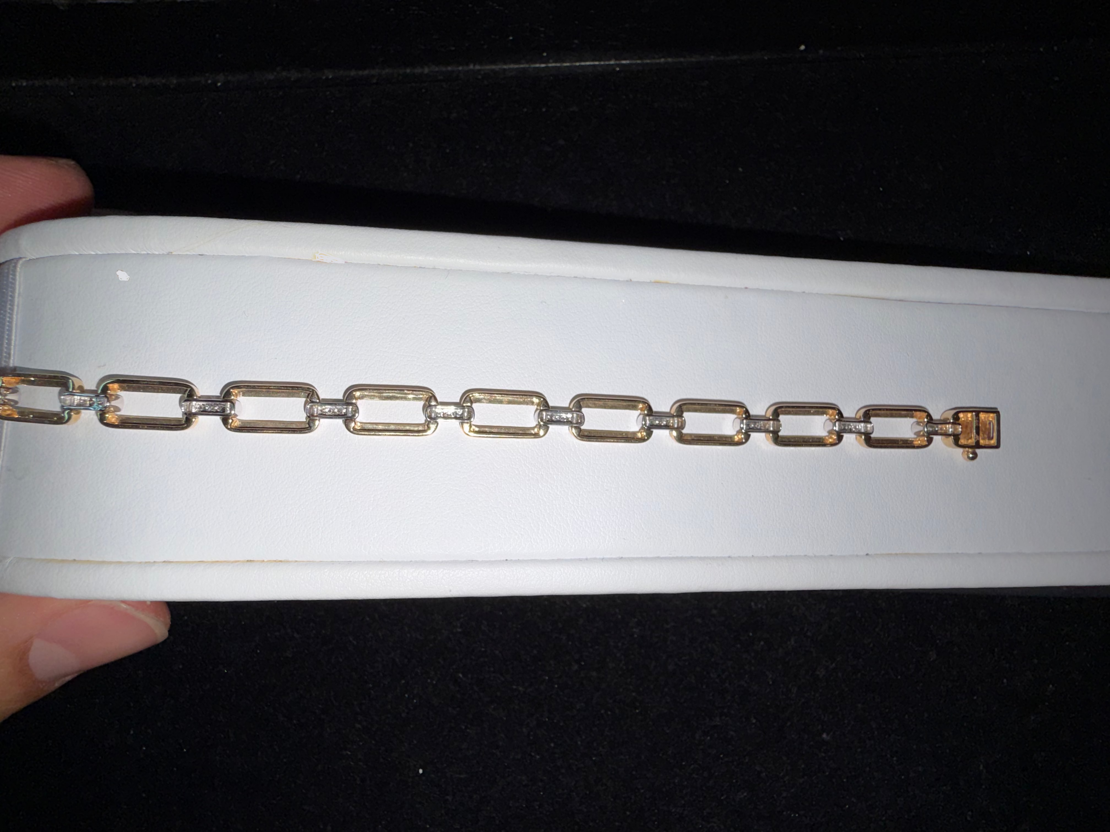 14KY Diamond Paper Clip Bracelet