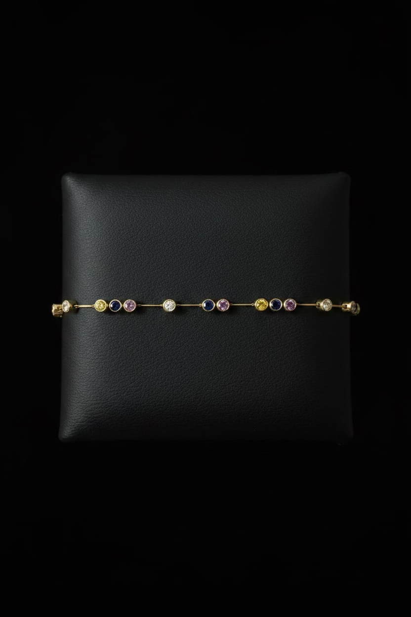18KY Rainbow Sapphire and Diamond Bracelet