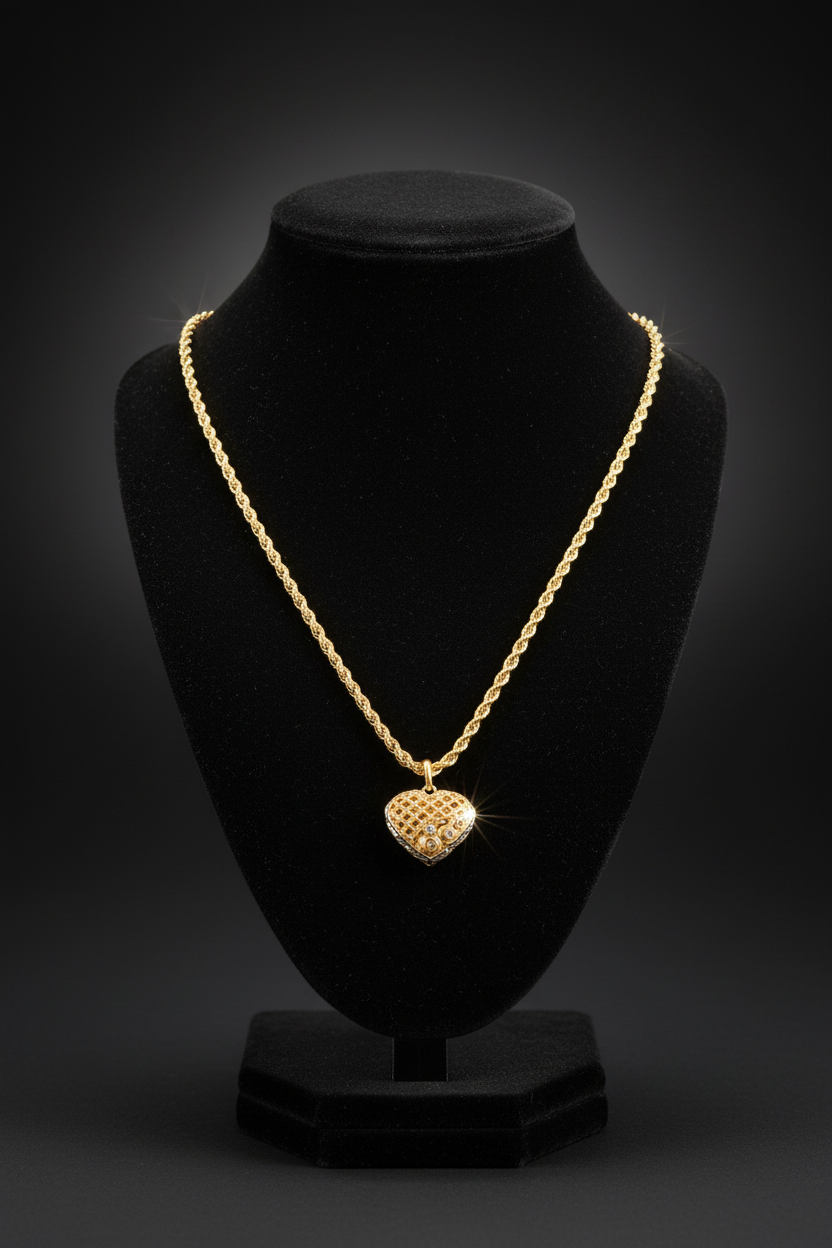 18ky gold Filigree Heart Pendant