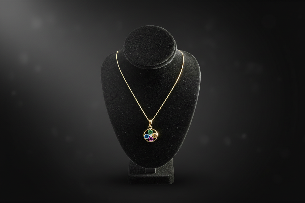 Multi-Color Gemstone Pendant Necklace