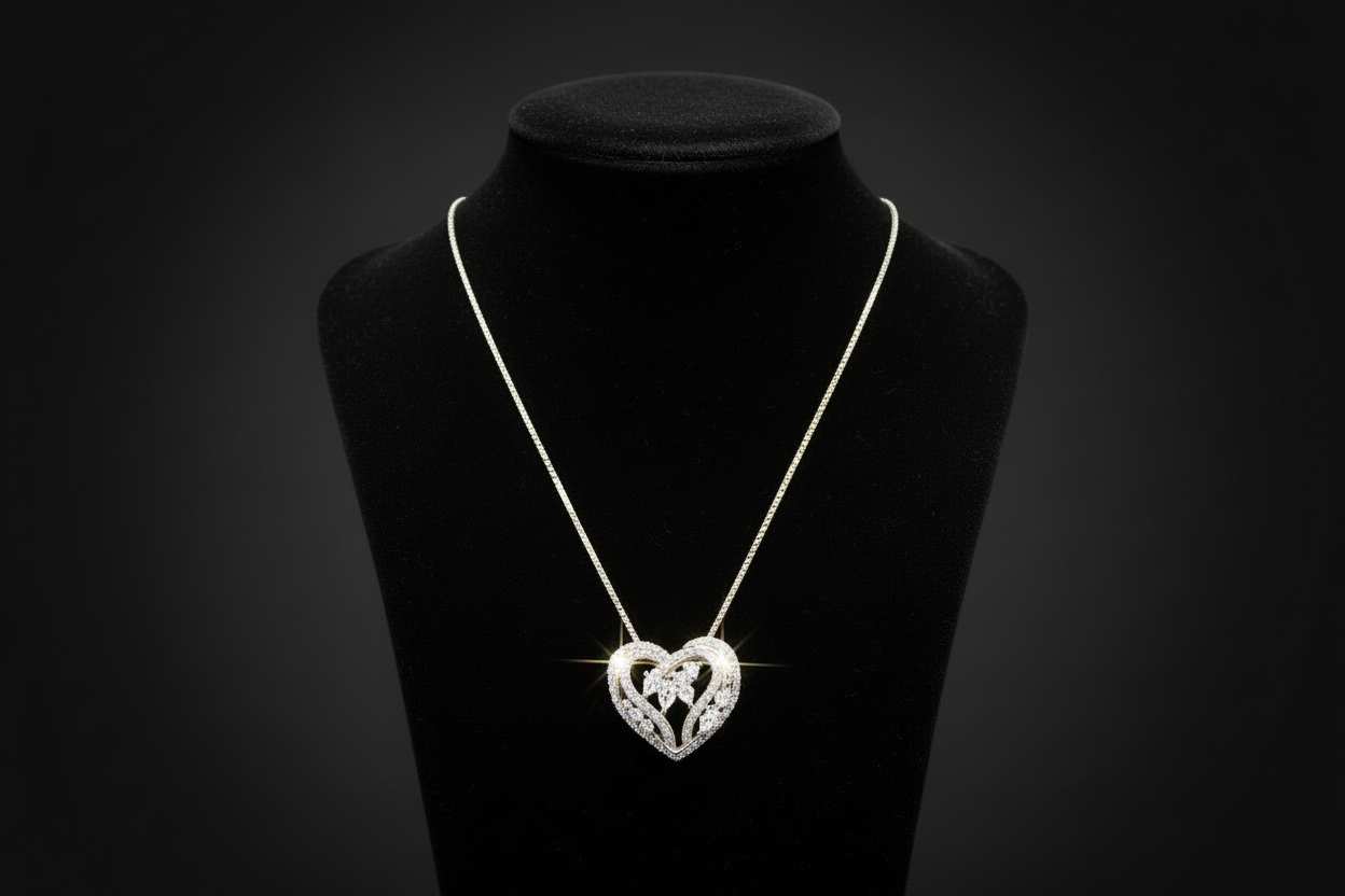 Gold Filigree Heart Pendant Necklace