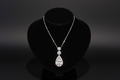 Triple Gemstone & Diamond Halo Pendant Necklace