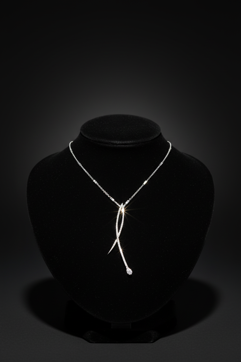 Modern Abstract Curved Bar Pendant Necklace