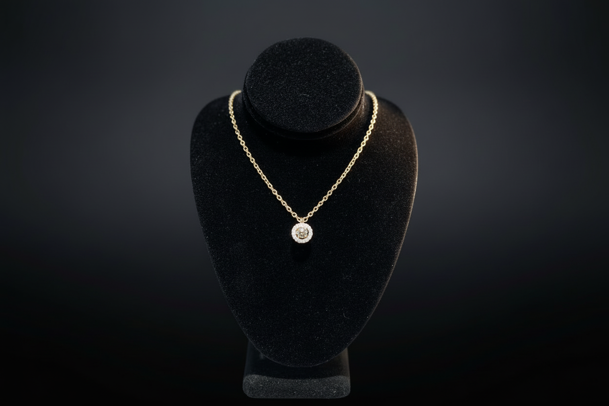 Gold Bezel-Set Diamond Solitaire Pendant Necklace