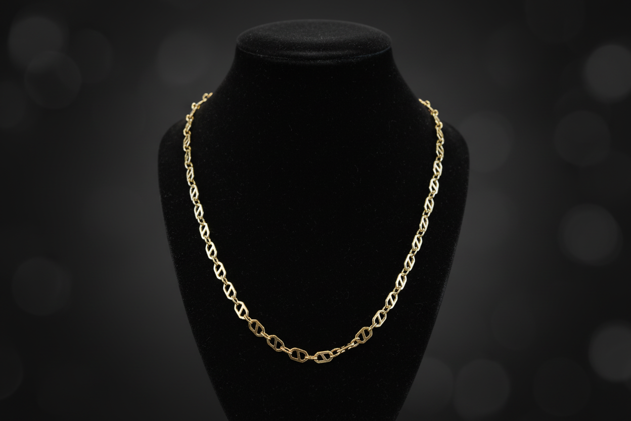 Solid 18ky gold anchor chain unisex