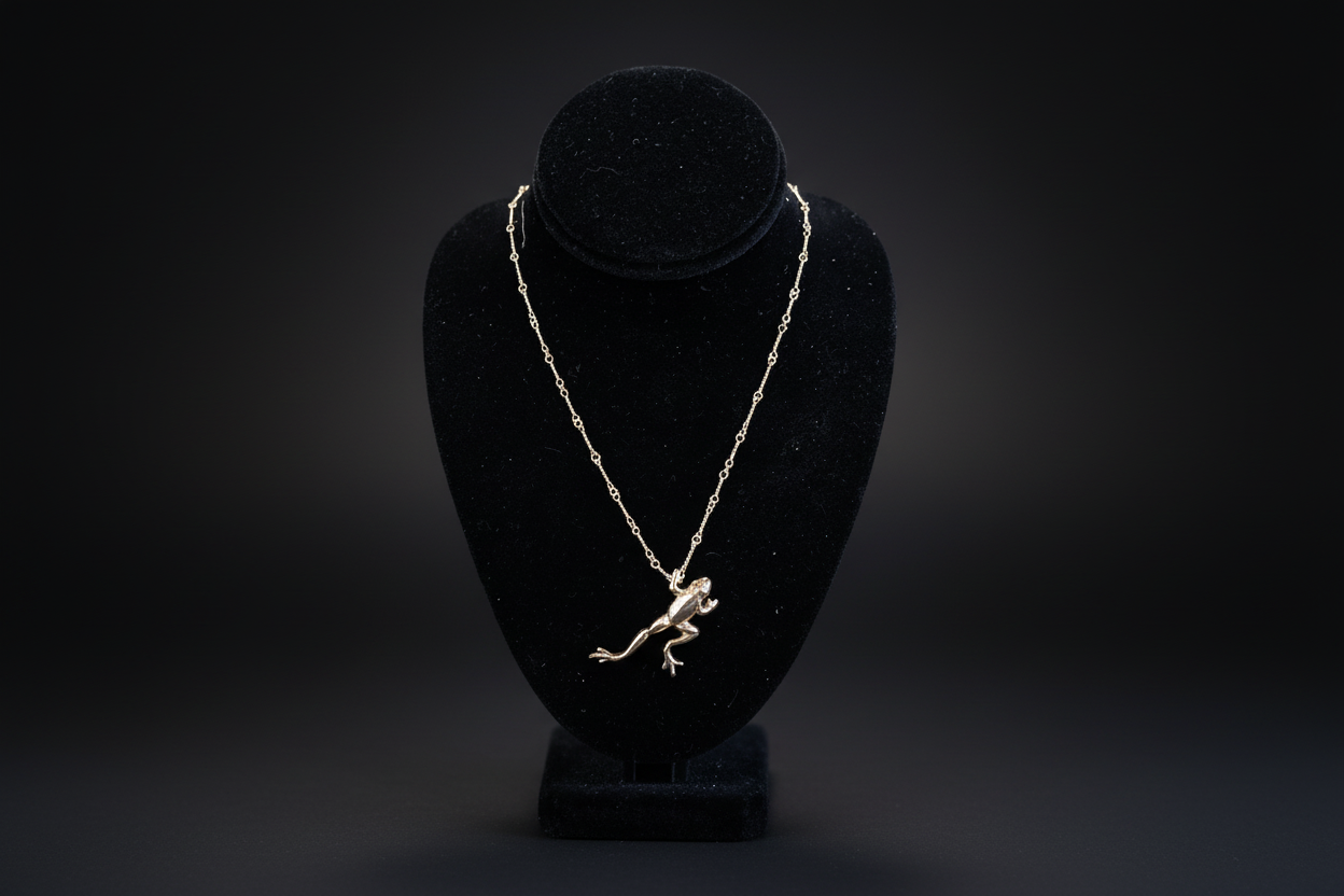 Gold Frog Charm Pendant Necklace