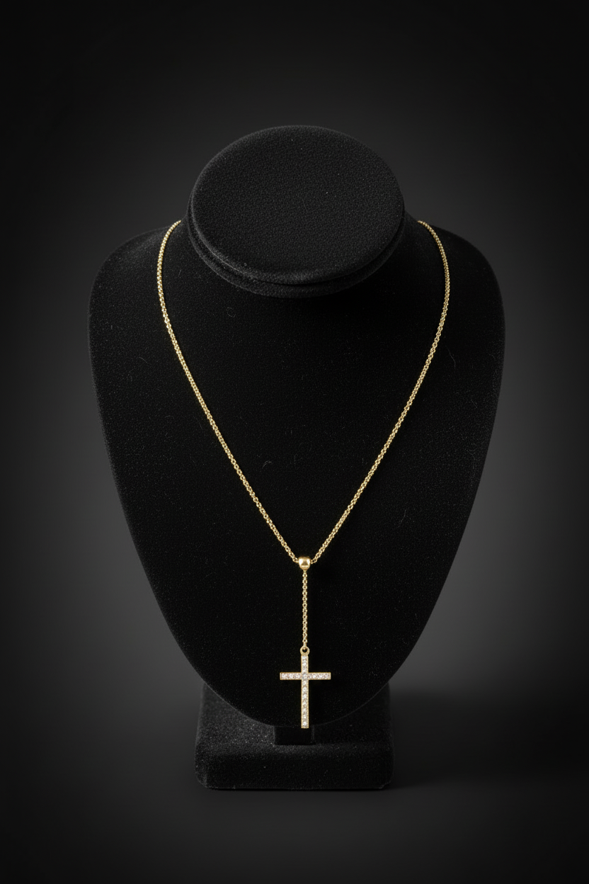 Polished Gold Cross Pendant Necklace