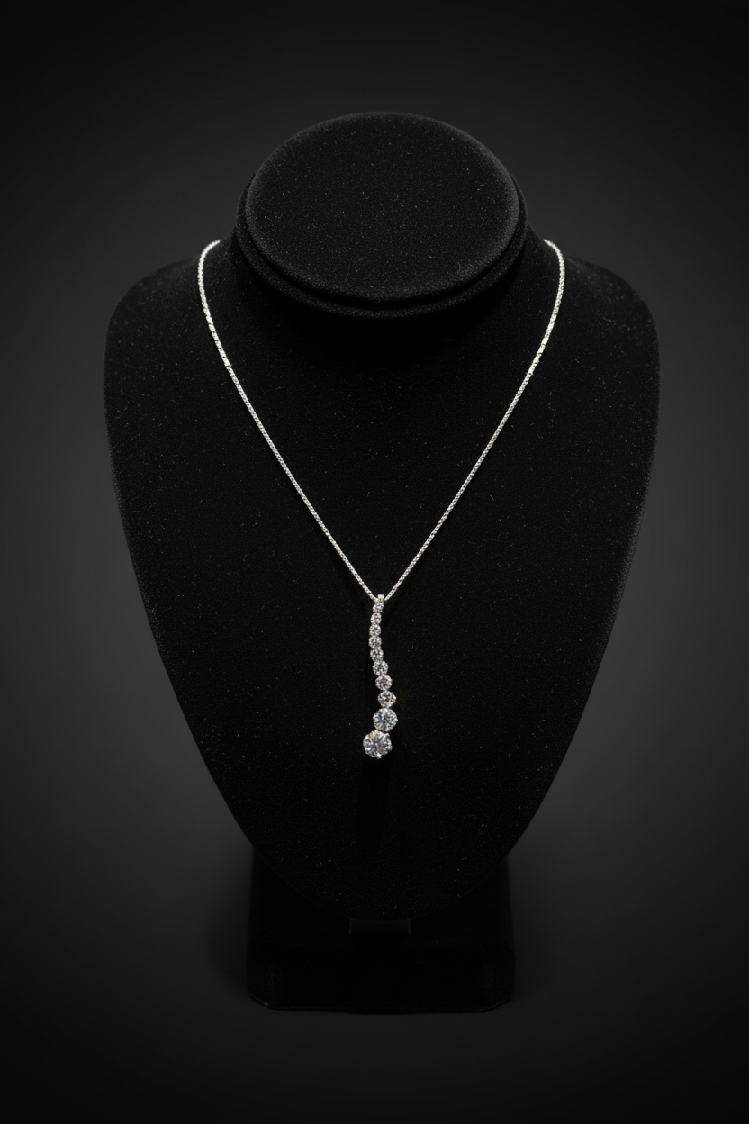 14kw Diamond Journey Pendant Necklace