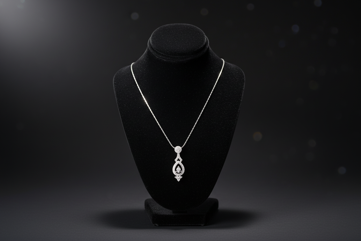 Black Onxy Diamond Pendant Necklace