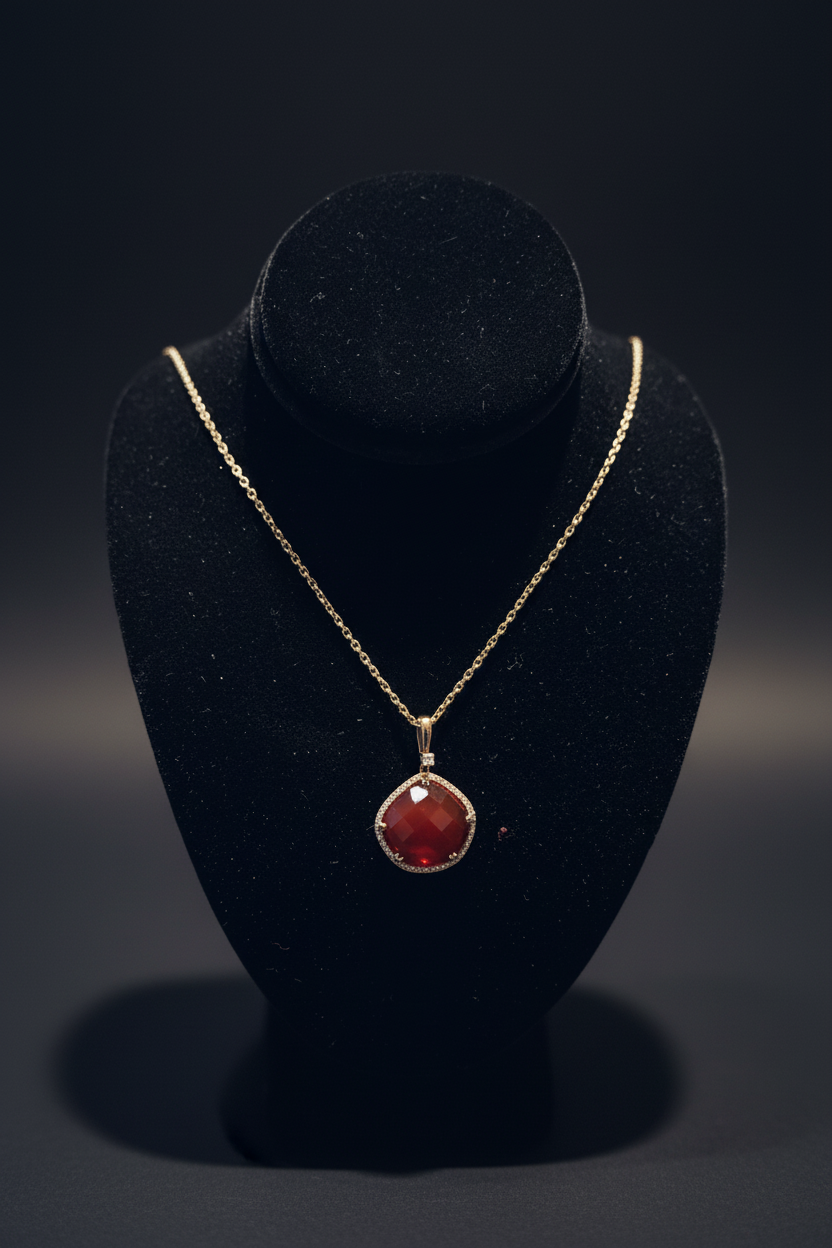 Genuine Red agate Gemstone Pendant Necklace
