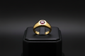 14ky gents ring set with 6mm faceted cut garnet Center Stone