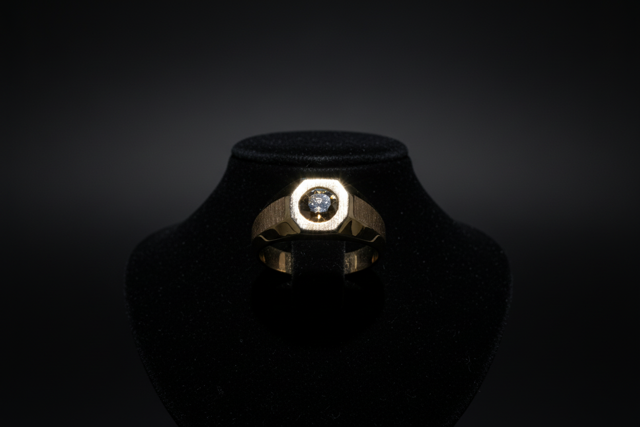 Gold Diamond Signet Ring