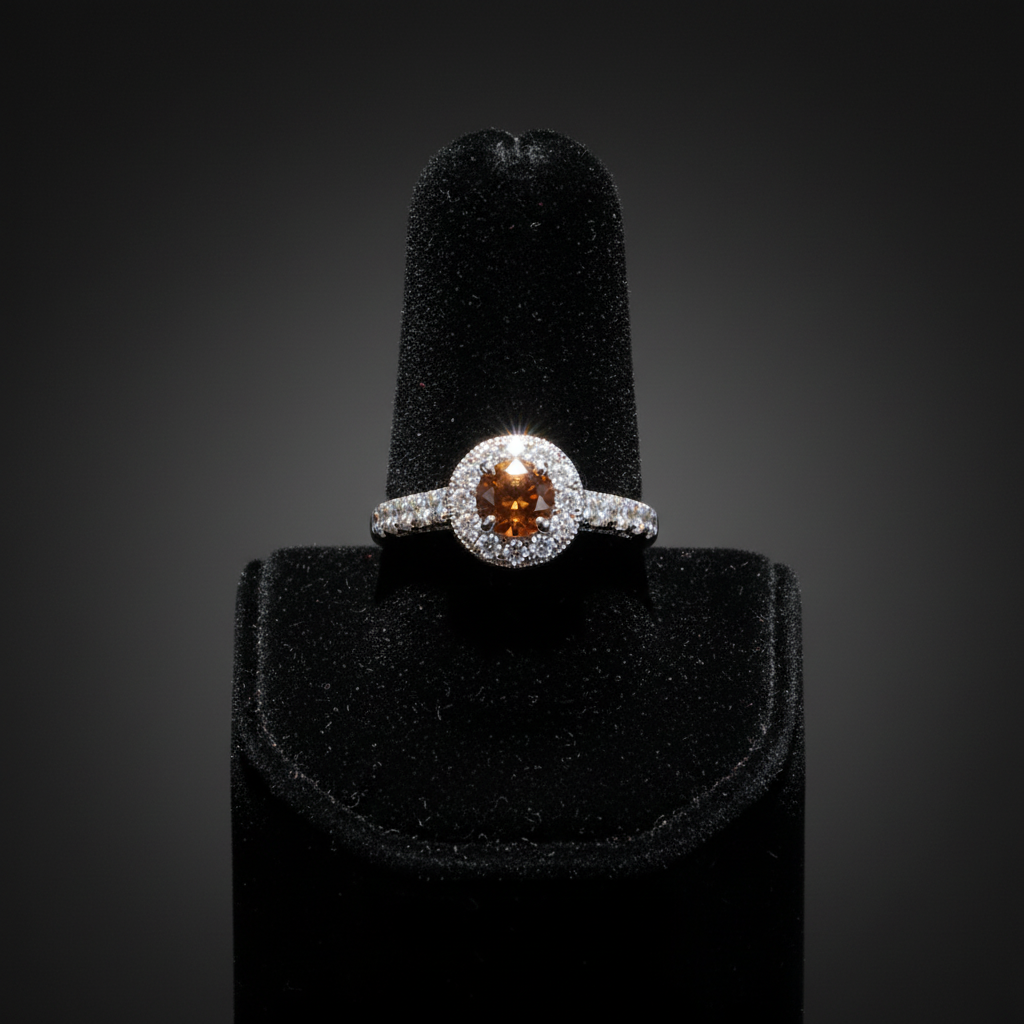 Yellow Sapphire Halo Diamond Ring