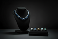 Estate Navy Blue Bead Necklace & Gemstone Ring Set