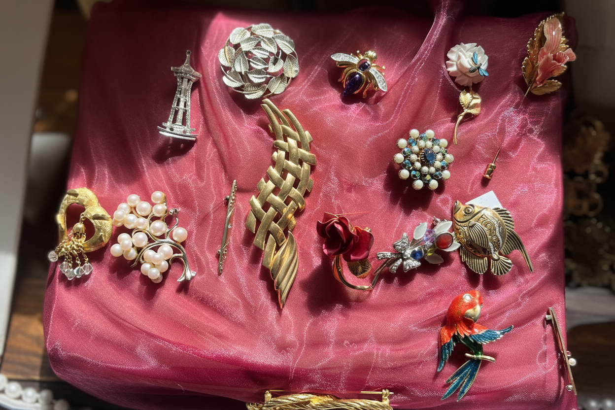 Estate Vintage Brooch & Pin Collection — Assorted Designs