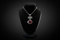 Estate Silver Necklace with Red Gemstone Pendant
