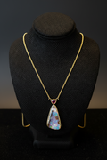 Natural Boulder Opal Customer Pendant Necklace 14ky gold