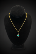 Natural Emerald Pendant & Gold Rolo Chain Necklace Set