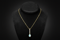 Gold Oval Tiffany Link Chain Necklace with Natural Opal Pendant